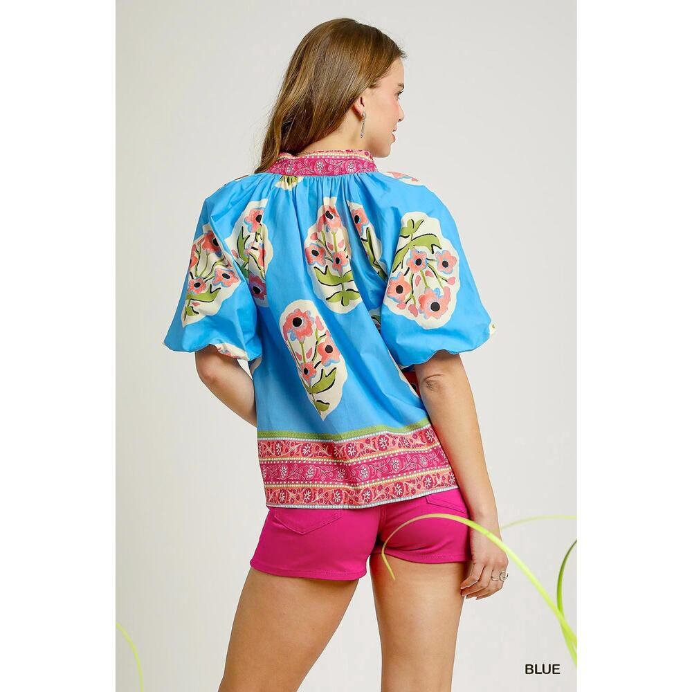 Umgee Boho-Chic Floral Print Blouse - Picture 3 of 3